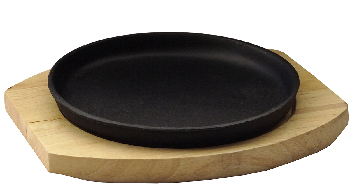 Сковорода круглая на деревянной подставке 185 мм [DSU-S-20u