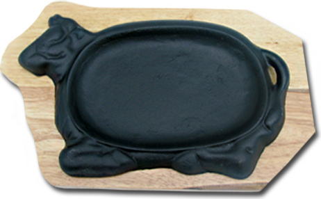 Сковорода на деревянной подставке Коровка 270х180 мм [DSU-S-SN (COW)