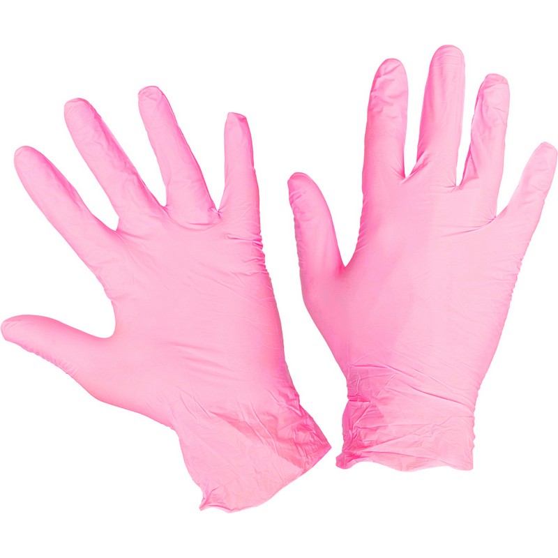 Перчатки нитриловые размер M (в упаковке 100 шт.) розовые